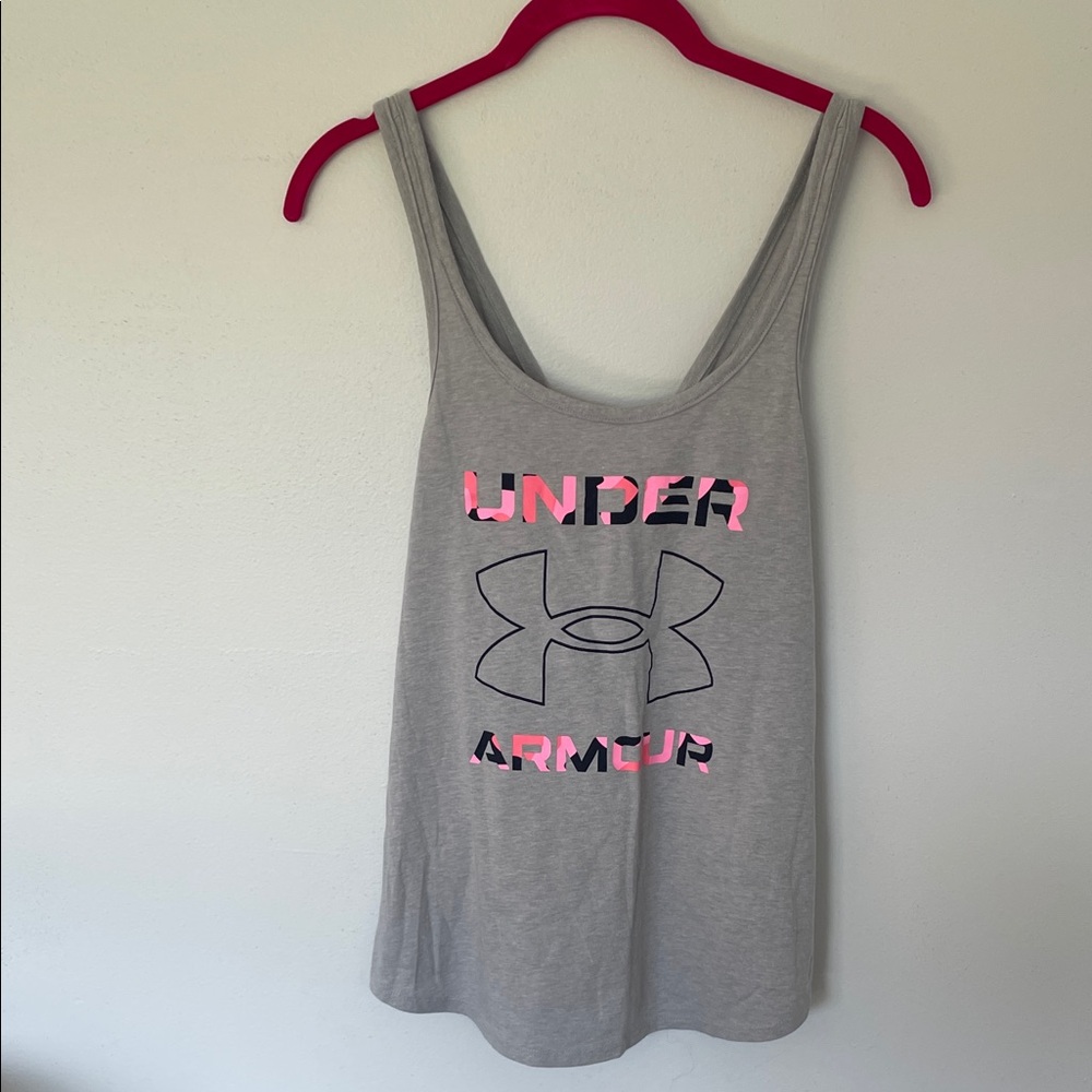 Under Armour Light Gray Tank with Pink Accents and Black cute UA Tank